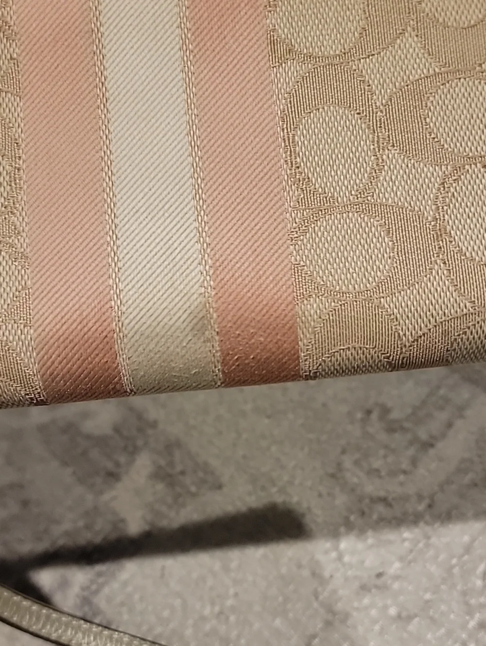 Coach Dempsey Beige and Pink Signature Zip Wallet With Leather Logo Patch